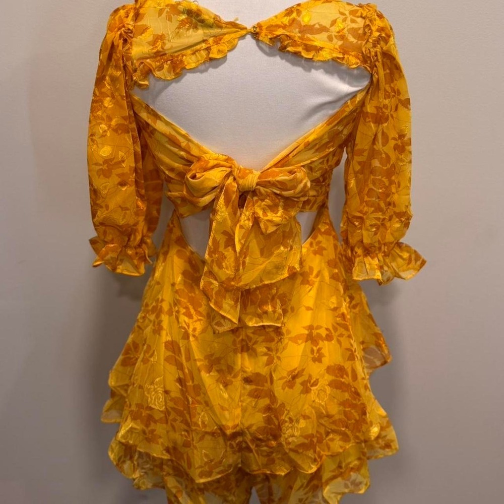 Yellow Ruffle Mini Romper Dress 💛✨ - Picture 3 of 3